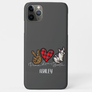 Case-Mate iPhone Case Amour de la paix Terrier de Boston à carreaux Chie