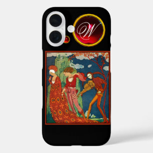 COQUES iPhone 16  AMOUR, DÉSIR ET MORT GEM ROUGE MONOGRAM PIERRE