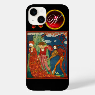 COQUE POUR iPhone 14 AMOUR, DÉSIR ET MORT GEM ROUGE MONOGRAM PIERRE
