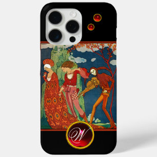 COQUE iPhone 15 PRO MAX AMOUR, DÉSIR ET MORT GEM ROUGE MONOGRAM PIERRE