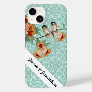 Coques Pour iPhone Amour d'oiseau vintage fleur de cerisier pêche men