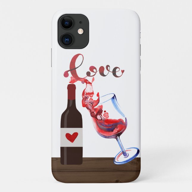 Coques Case-Mate iPhone Amour drôle Vin Verre et bouteille sur mesure (Dos)