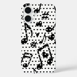 Coque Pour iPhone 16 Amour Pour La Musique Style Noir Et Blanc