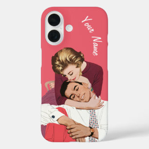 Coque Pour iPhone 16 Amour vintage et romance, Nouveaux mariés en rose