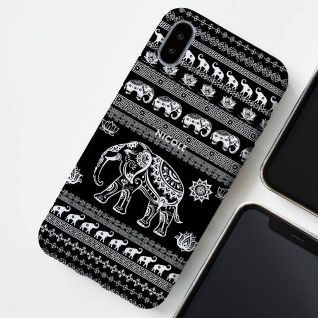 Coques Case-Mate iPhone Amusant et mignon noir blanc éléphant thaïlandais  (Créateur téléchargé)