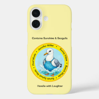 Coque Pour iPhone 16 amusant été Splish Splash mouette déguisée 