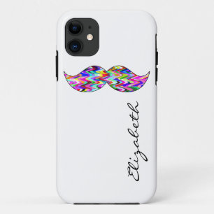 Coque iPhone 11 Amusant Moustache Arrière - plan blanc clair