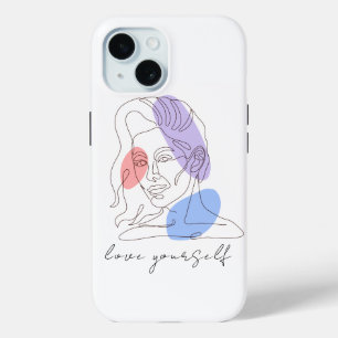 Coque Pour iPhone 15 "Amuse-toi" Inspirationnel Girl Line Art