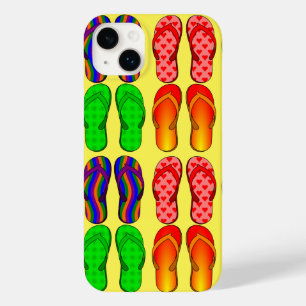 Coque Pour iPhone 14 Plus Amusement d'été, Tongs Colorées