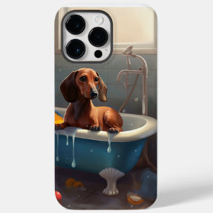 Coque Pour Pour iPhone 14 Pro Max Amusement du teckel au bain