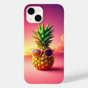 Coque Pour iPhone 14 Ananas Estival avec Lunettes de Soleil Roses - Heu