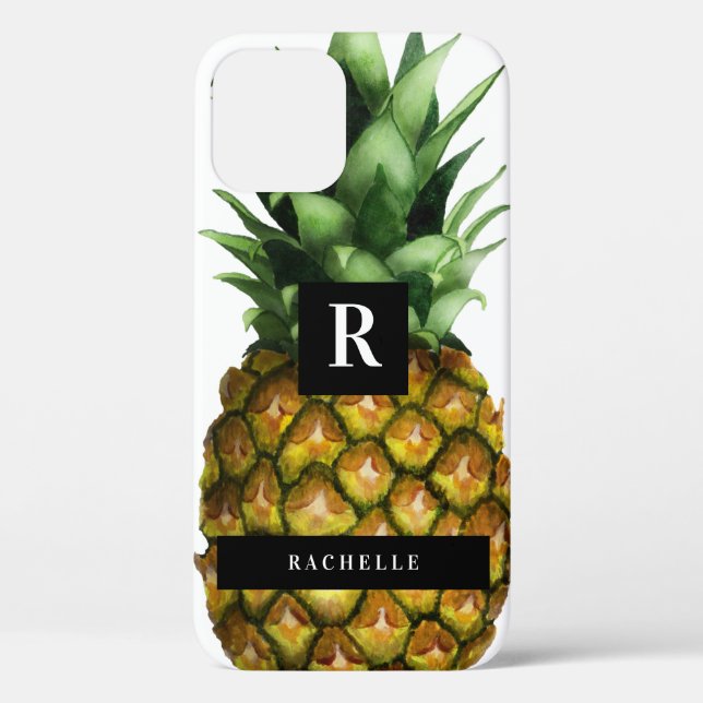 Coques Case-Mate iPhone Ananas et votre nom et votre monogramme (Verso)