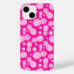 Coques Pour iPhone Ananas rose chaud et motif de fleurs