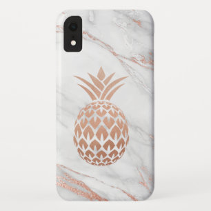 Case-Mate iPhone Case Ananas rose de feuille d'or sur le marbre blanc