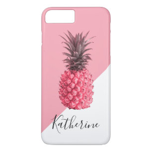 Coque iPhone 7 Plus Ananas rose et blanc tropical girly mignon