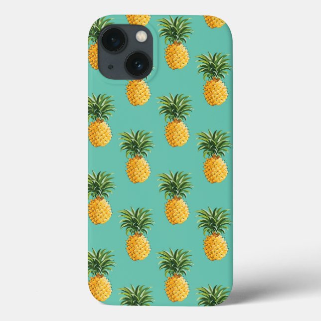 Coques Case-Mate iPhone Ananas Tropical Sur Turquoise (Verso)