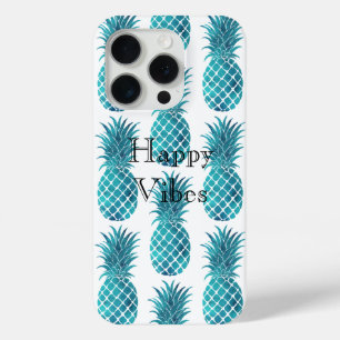 Coque iPhone 15 Pro Ananas tropicaux Turquoise Aqua