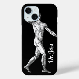 Coque Pour iPhone 15 Anatomie humaine vintage, Muscles du corps masculi