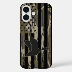 Coque Pour iPhone 16 Ancien Camo Chasse au canard American USA Drapeau
