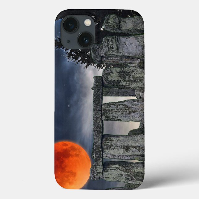 Coques Case-Mate iPhone Ancien Stonehenge et Pleine lune rouge mystique (Verso)