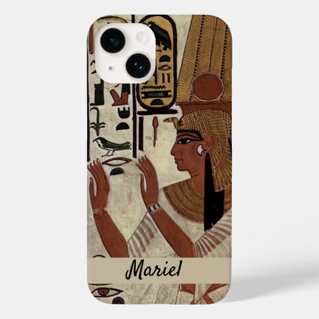 Coques Case-Mate iPhone Ancient Egypt Queen in Black and Beige (Verso)