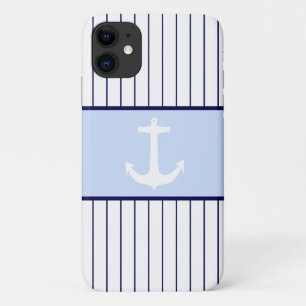 Case-Mate iPhone Case Ancre blanche Capitaine Rayures bleues Mer Océan