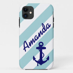 COQUE Case-Mate POUR iPhone ANCRE BLEUE BLEUE DE FILLE VOTRE NOM