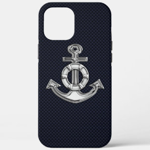 Coques Pour iPhone Ancre Chrome nautique sur l'impression de fibre de