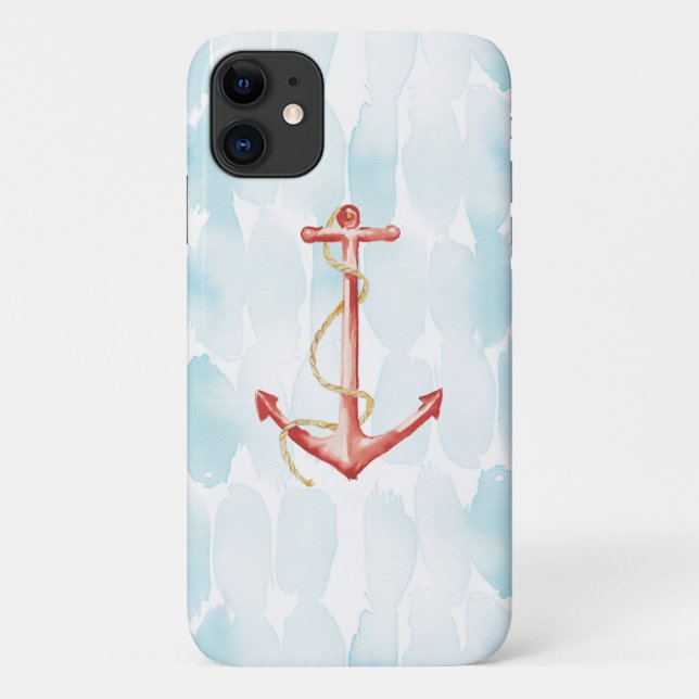 Coques Case-Mate iPhone Ancre d'aquarelle orange (Dos)