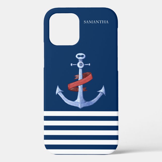 Coques Case-Mate iPhone Ancre de l'esprit nautique, bleu marine (Verso)