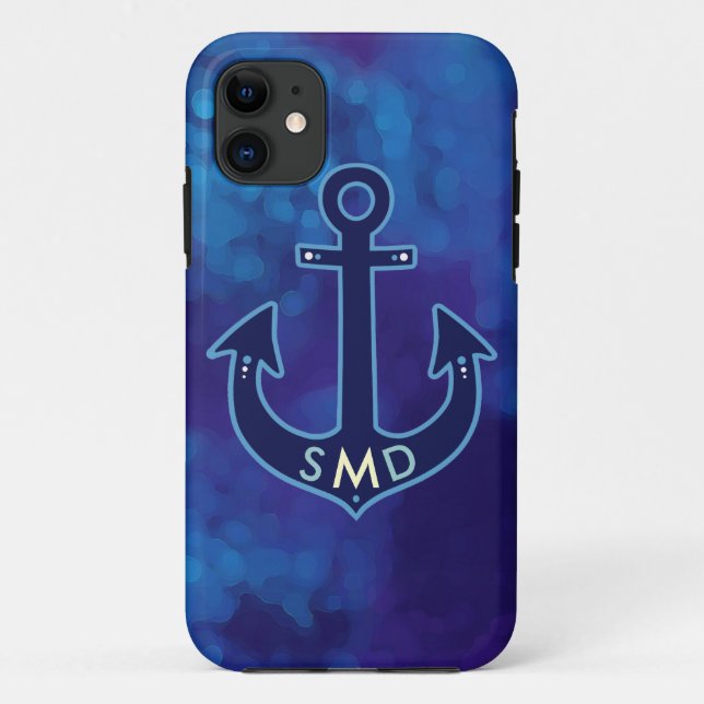 Coques Case-Mate iPhone ancre marine bleue personnalisée (Dos)