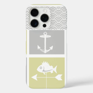 iPhone 16 Pro Case Ancre marine jaune et gris Vane météorologique