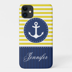 Case-Mate iPhone Case Ancre Motif bleu jaune de la marine personnalisabl