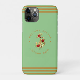 Case-Mate iPhone Case Ancre Na Nautique Navy Or club de yacht rétro Rose