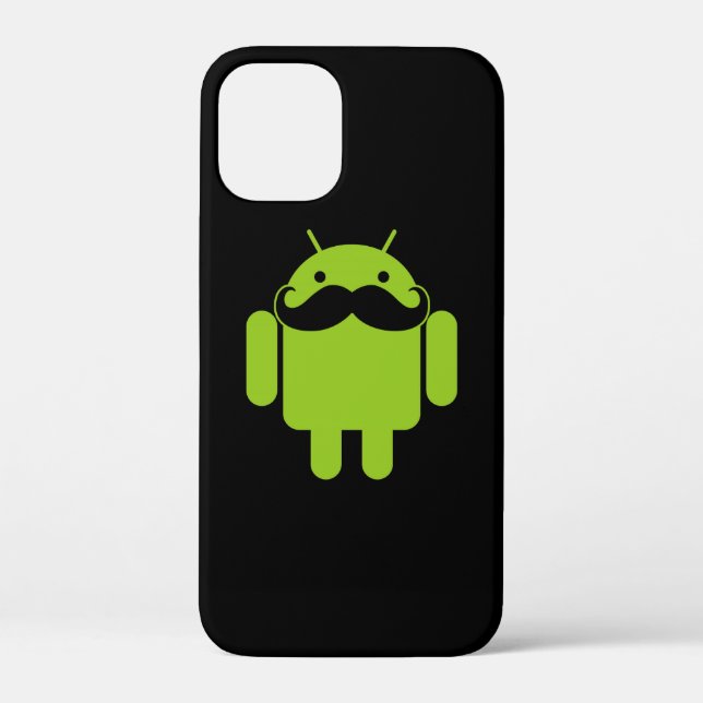 Coques Case-Mate iPhone Android Robot Icon Mustache sur noir (Verso)