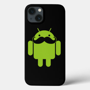 Etui iPhone Case-Mate Android Robot Moustache sur Fond Noir
