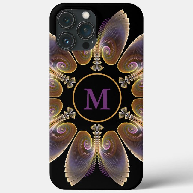 Coques Case-Mate iPhone Ange Abstraite ailes Mandala Monogramme fractal (Verso)