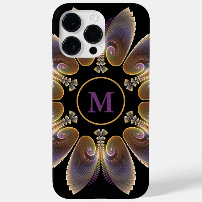 Coques Case-Mate iPhone Ange Abstraite ailes Mandala Monogramme fractal (Verso)