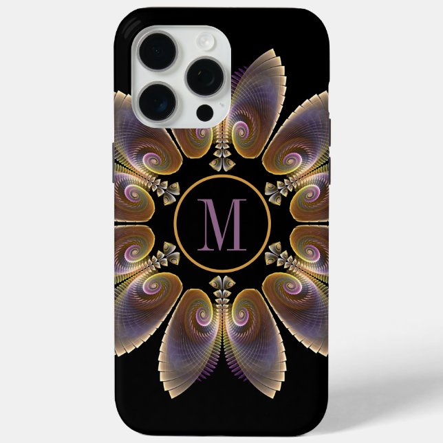 Coques Case-Mate iPhone Ange Abstraite ailes Mandala Monogramme fractal (Verso)
