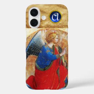 COQUE POUR iPhone 16 ANGE EN ROUGE OR ET MONOGRAMME BLEU