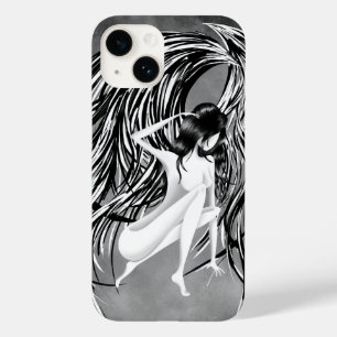Coque Pour iPhone 14 Ange Tombé Gris Monochrome