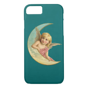 Coques Pour iPhone Angel dans une image vintage lune croissant