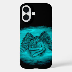 Coque Pour iPhone 16 Angel Eros en amour dans le design noir et vert