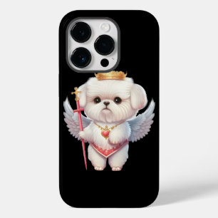 Coque Pour iPhone 14 Pro Angel Maltese Chiot, Maltes amoureux de les chiens
