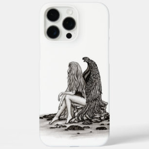 Coques iPhone 16 Pro Max Angel, perdu dans la pensée, noir et blanc Design