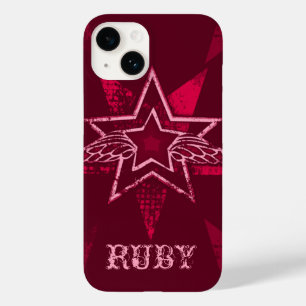 Coque Pour iPhone 14 Angel Star nom personnalisé ruby rouge