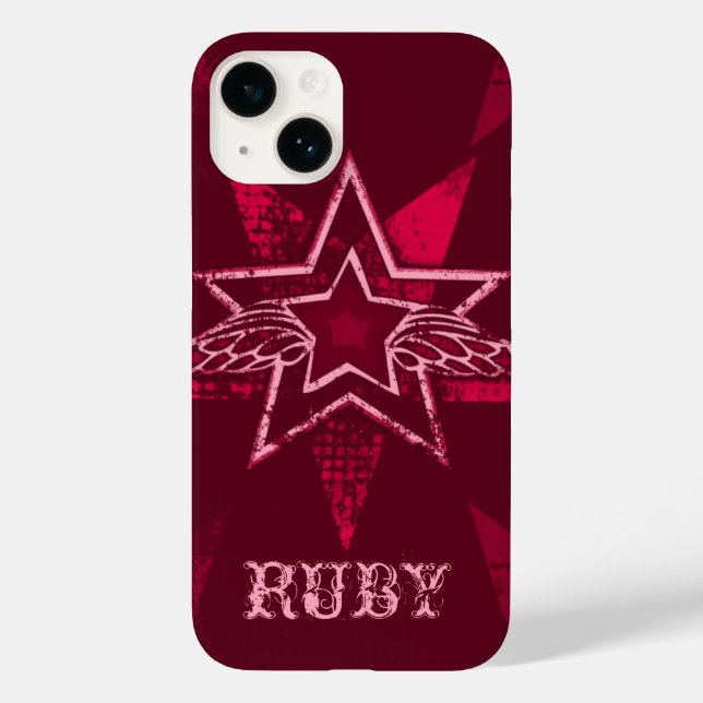 Coques Case-Mate iPhone Angel Star nom personnalisé ruby rouge (Verso)