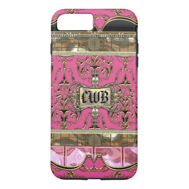 Coques Case-Mate iPhone AngelRhyse VII Plus Lark Élégant Monogramme Damas (Dos)
