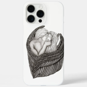 Coques iPhone 16 Pro Max Angels Kissing, noir et blanc Design