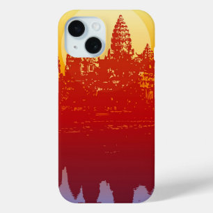 Coque Pour iPhone 15 Angkor Wat Sunset Silhouette moderne Art Sunrise